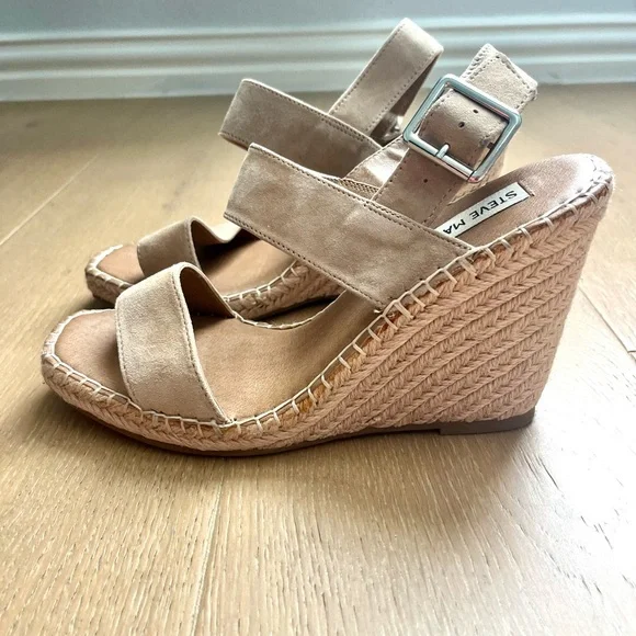 Steve Madden Beige Wedge Sandals - Picture 1 of 5